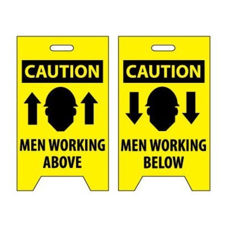 NATIONAL MARKER CO Floor Sign - Caution Men Working Above/Below FS6